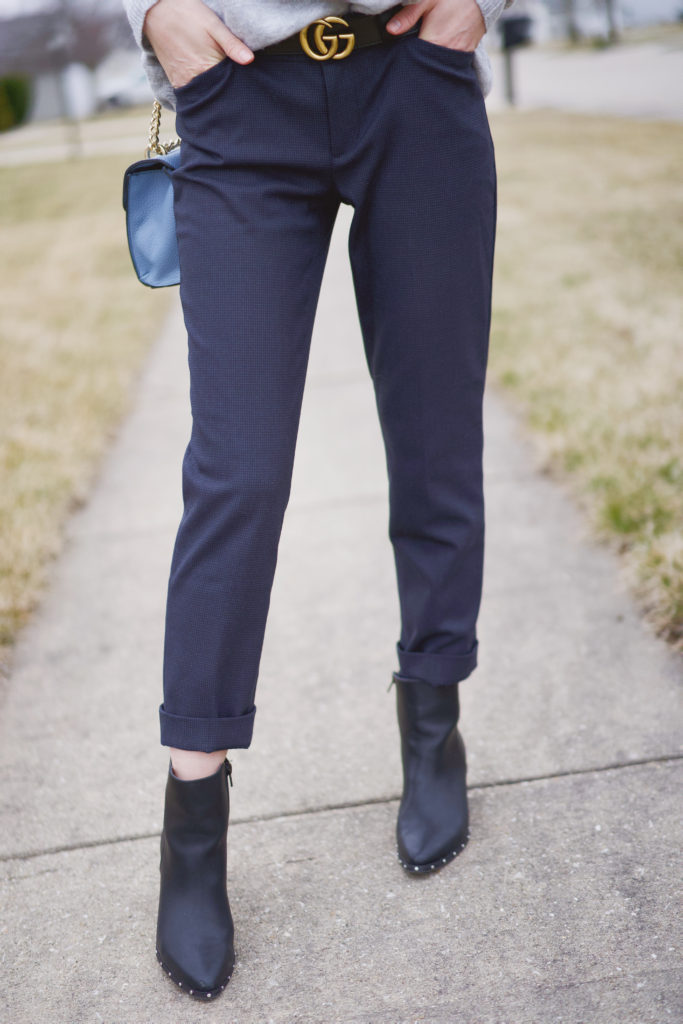 Women's Blue Dress Pants by Gap With Black Studded Express Ankle Boots