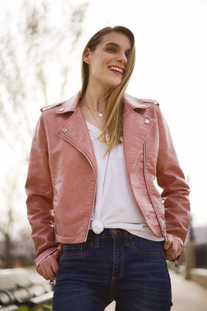 pink motorcycle jacket