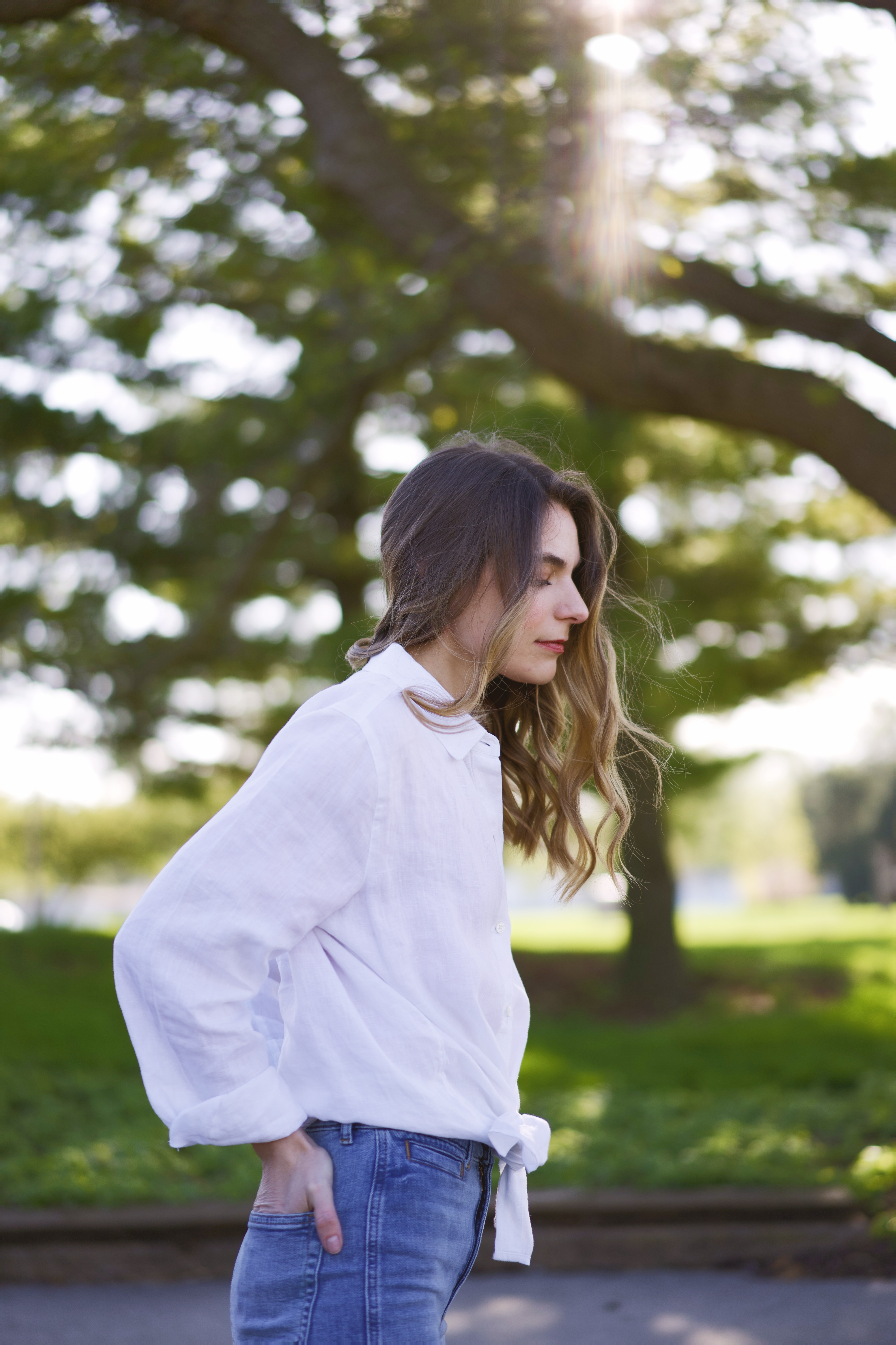 J.Jill white linen shirt