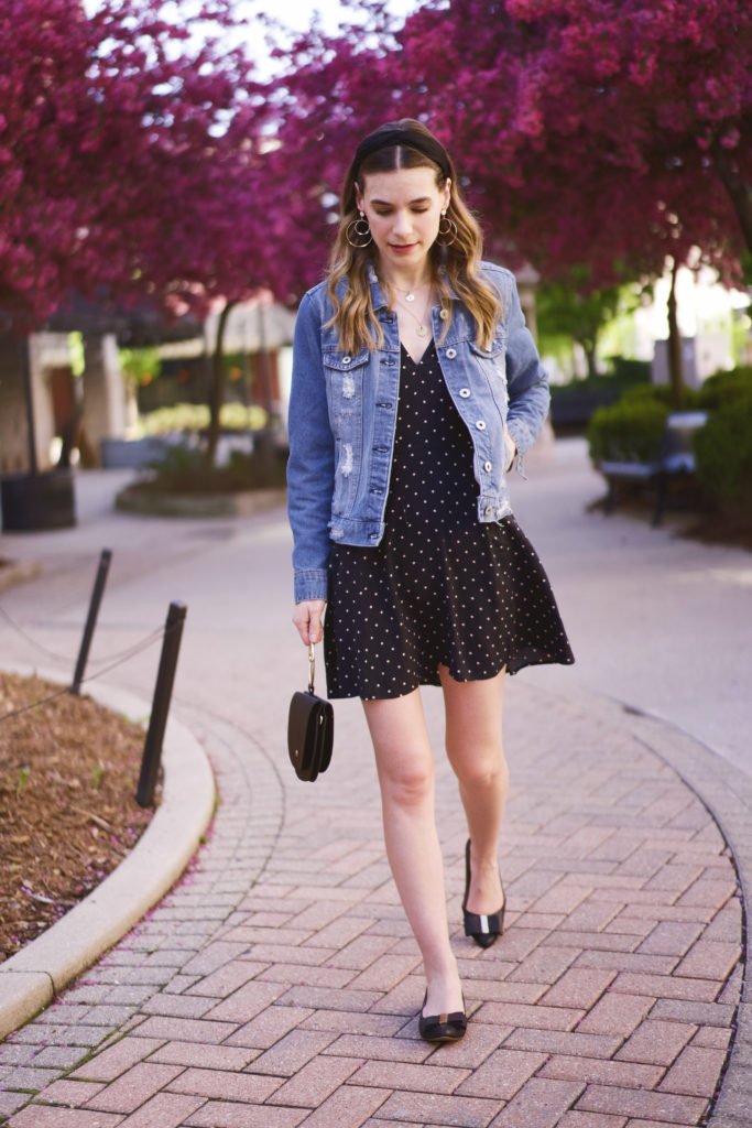 Polka dot dress in black and white 