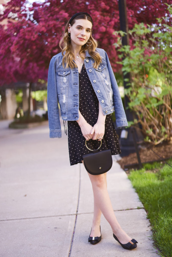 Women's black and white polka dot dress