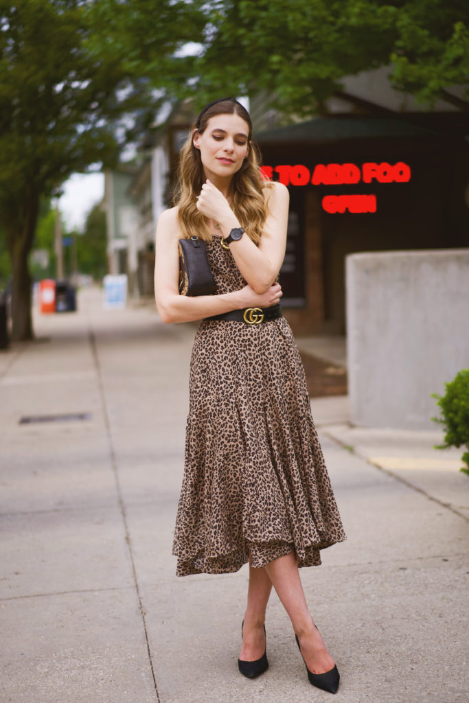 Leopard print slip dress