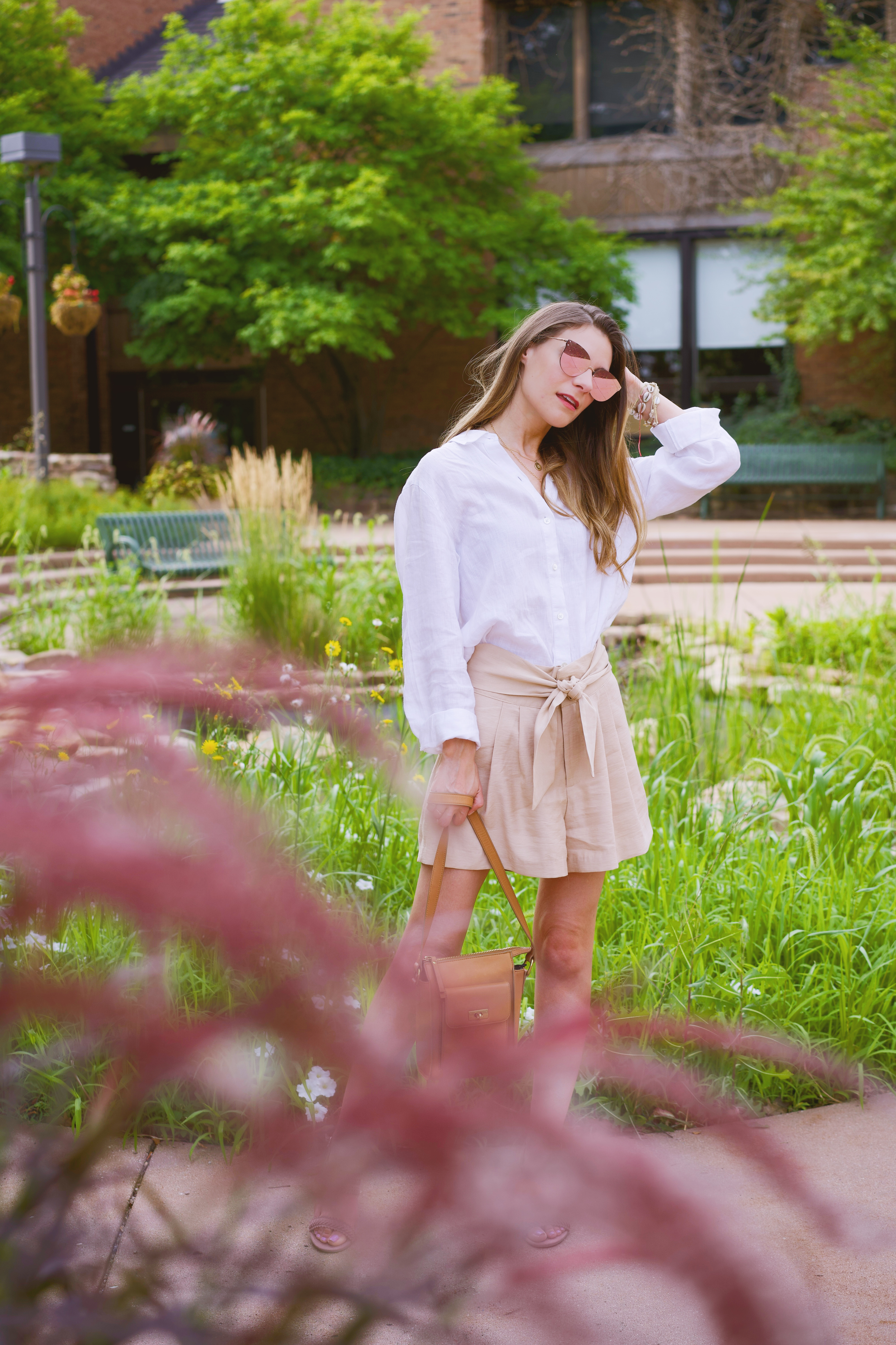 Women's paper bag shorts