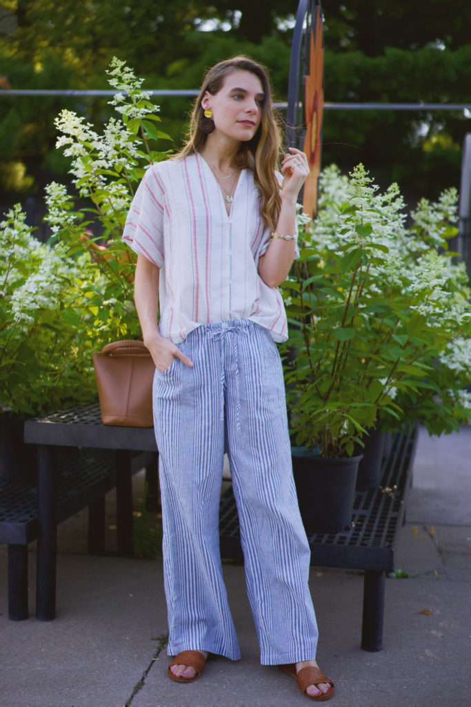 Women's striped wide leg pants