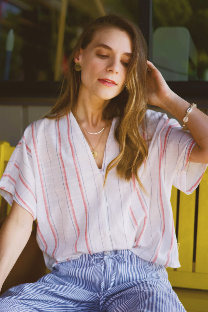 Women's striped linen top