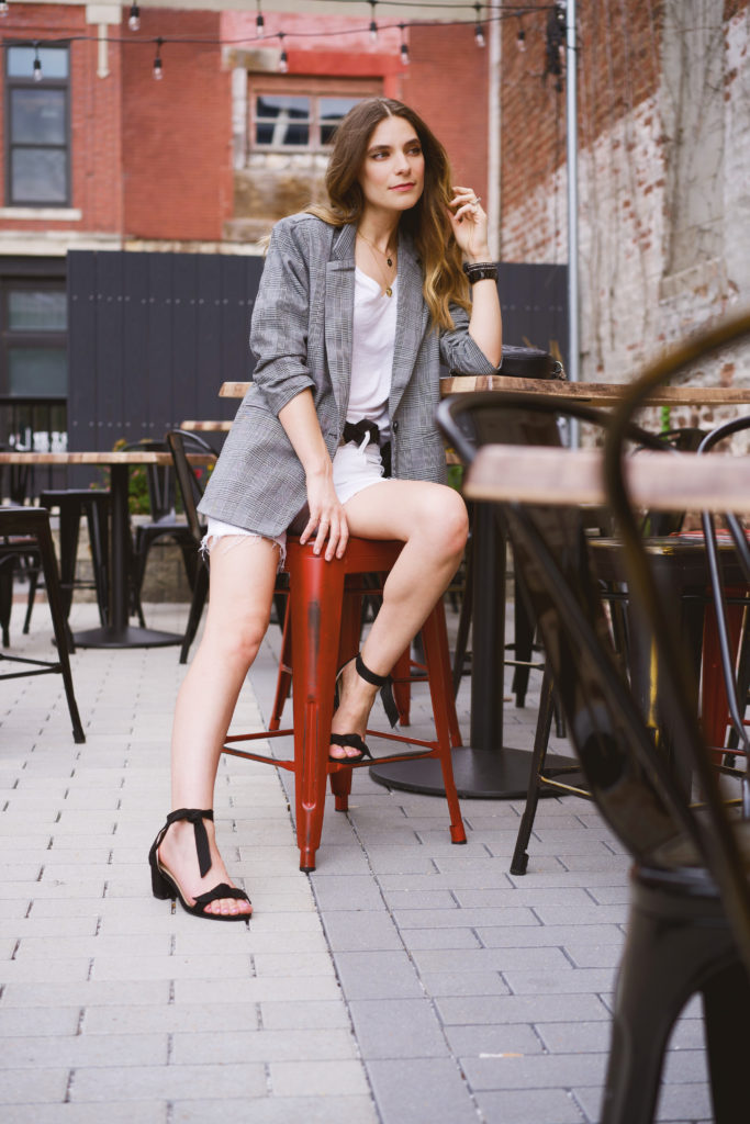 Shorts and blazer outfit 