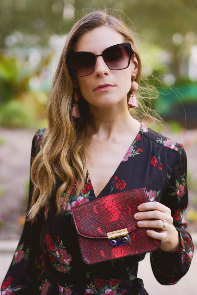 Red snakeskin clutch 