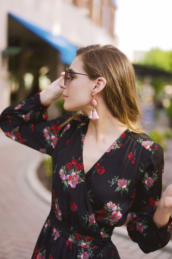 Pink tassel earrings