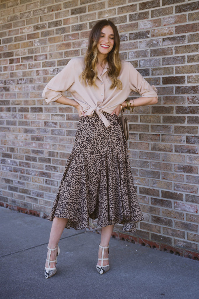 Leopard Print Midi Skirt