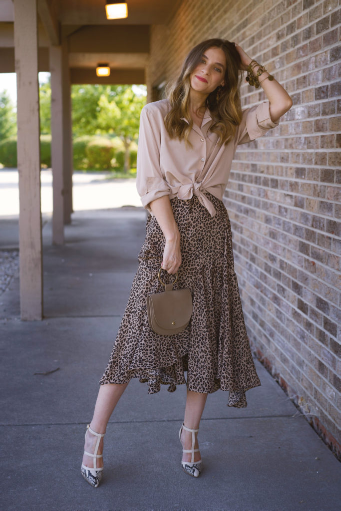 Leopard Print Midi Skirt