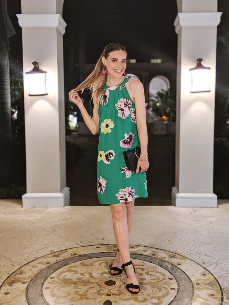 Silk green floral dress