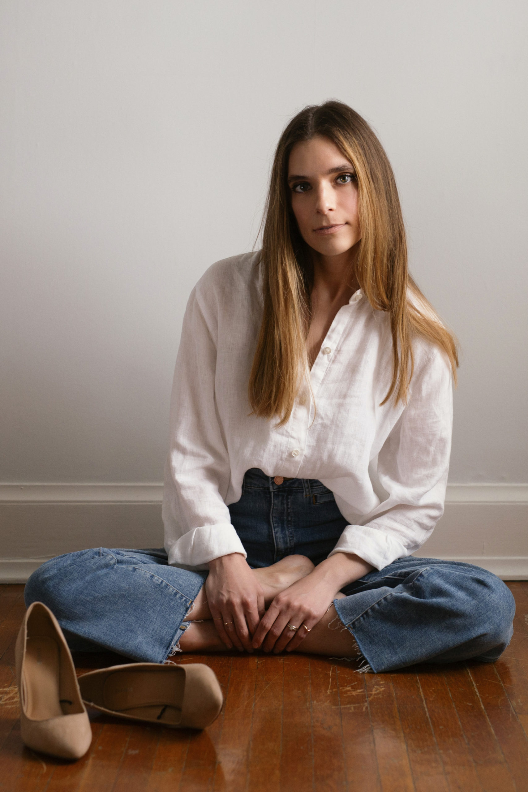 Women's white linen blouse