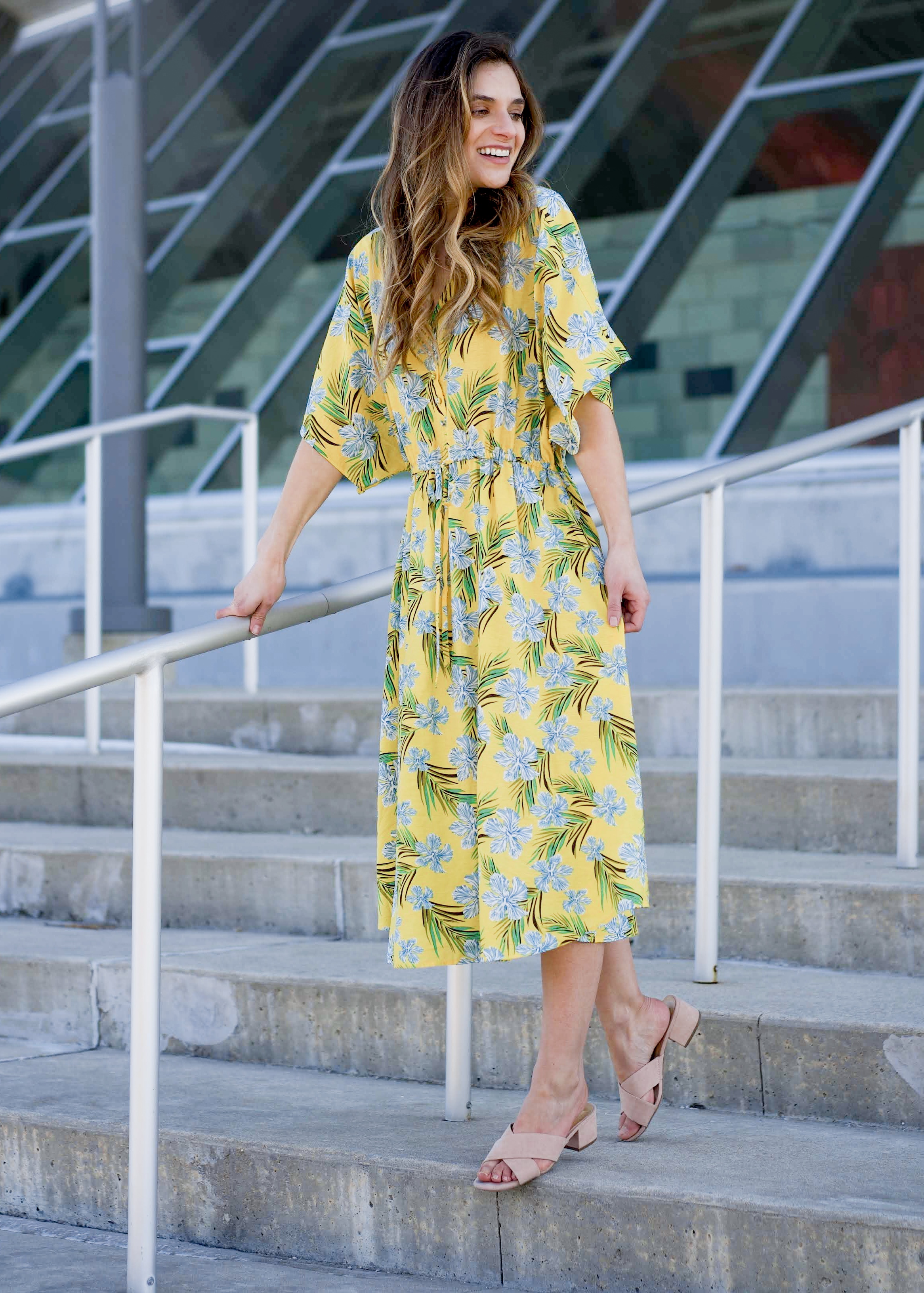 Women's yellow tropical dress 