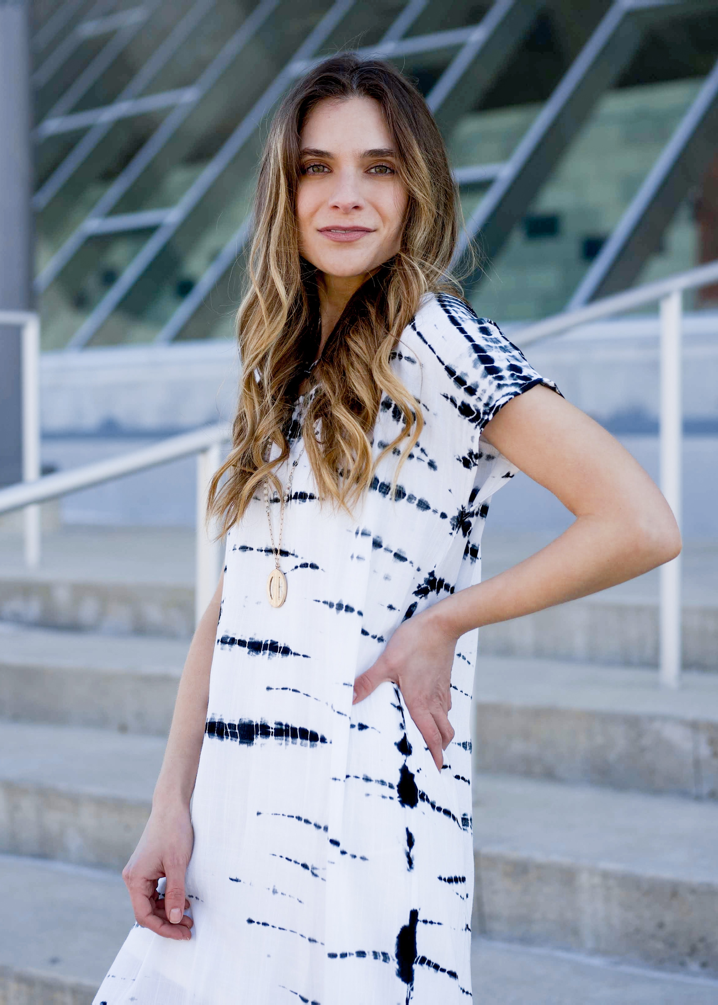 White and black tie dye dress 