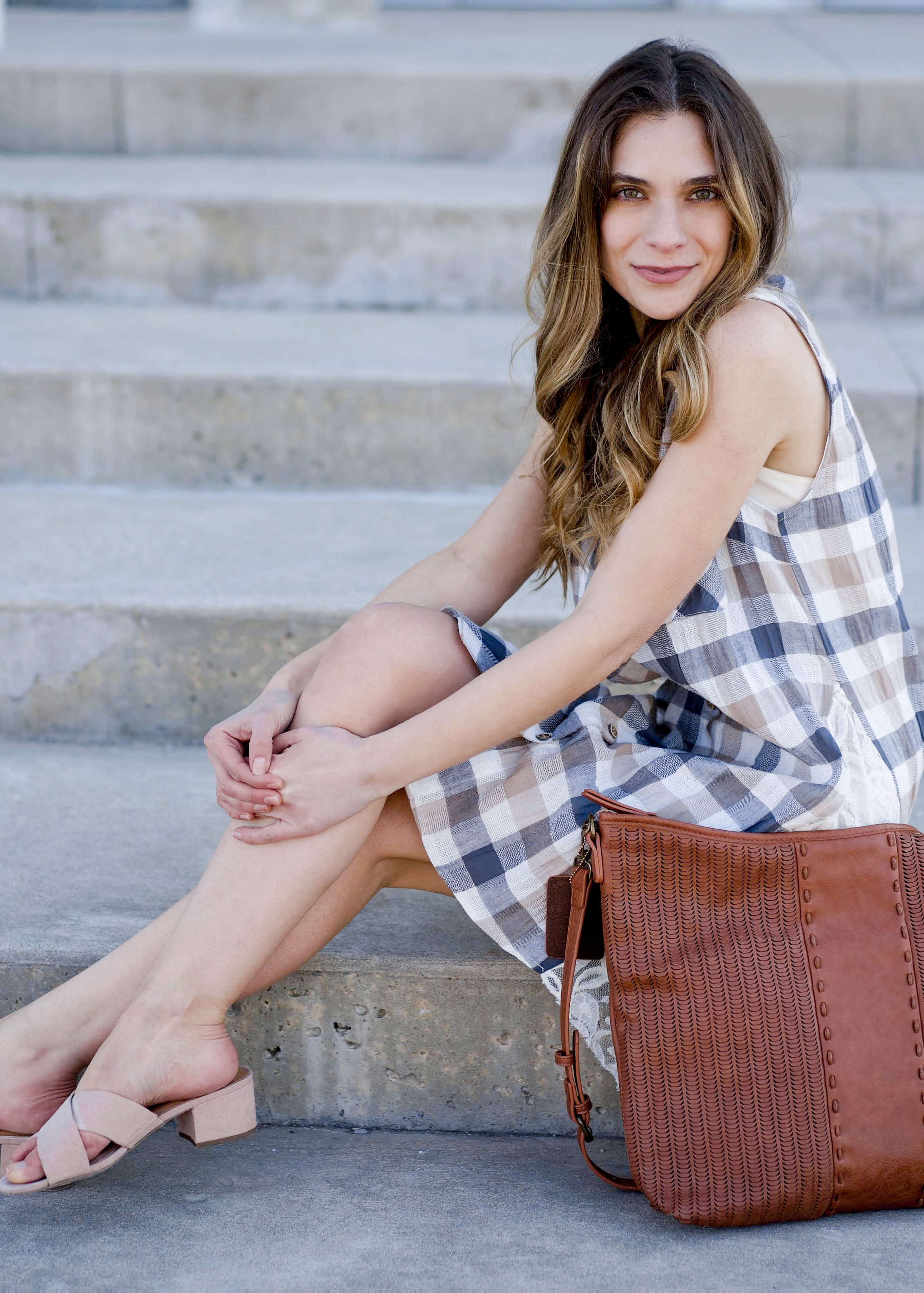 checkered sleeveless dress 