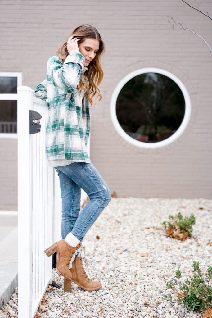 Women's green flannel shirt