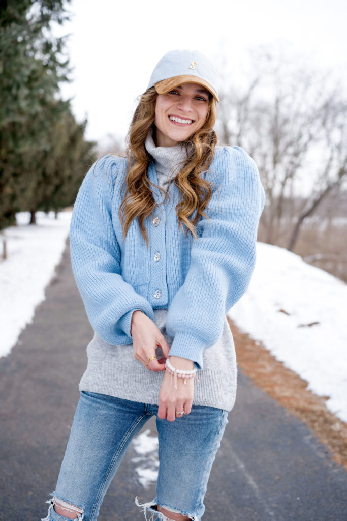 Blue cropped cardigan