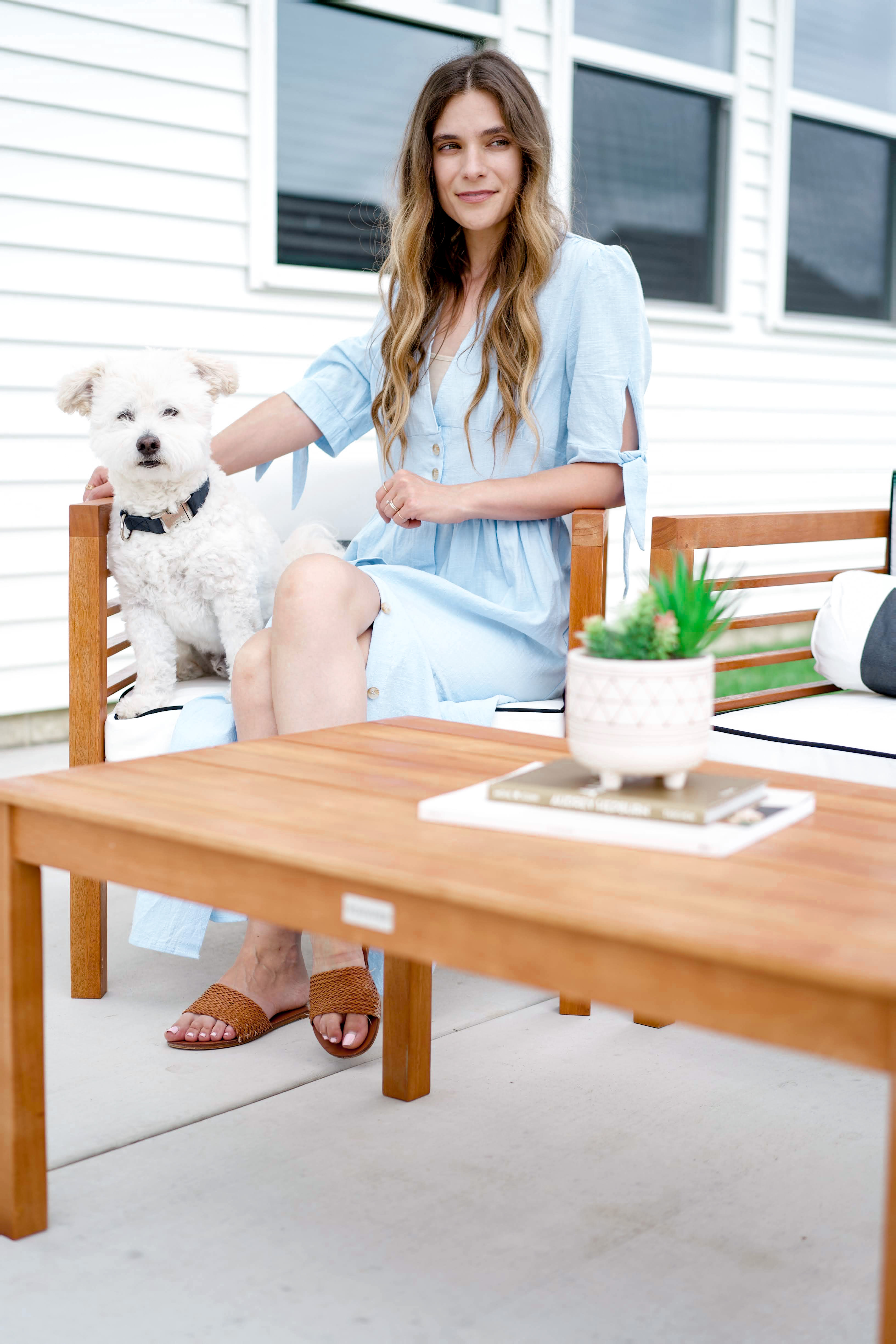 Outdoor wooden coffee table