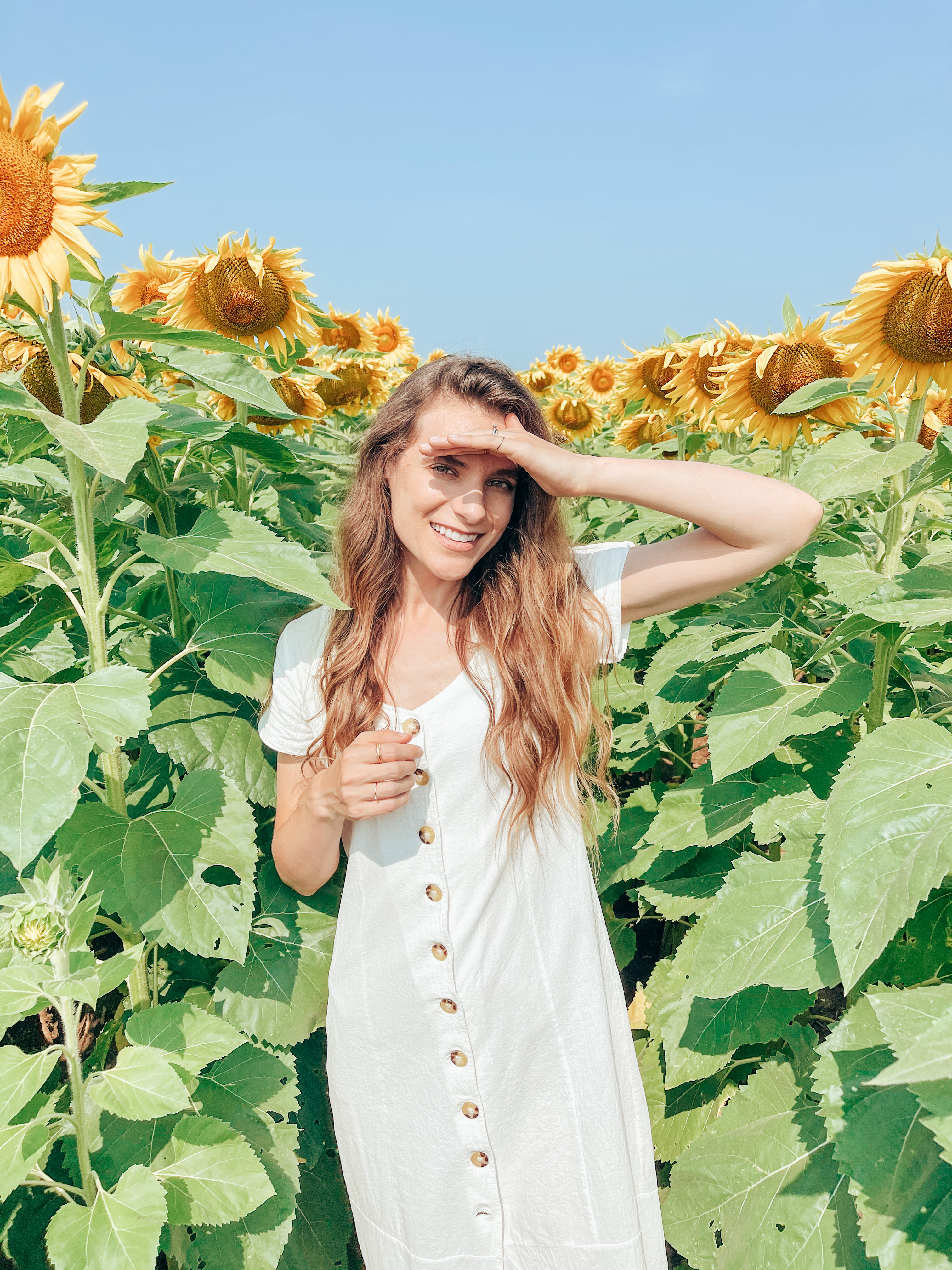 White button front linen dress